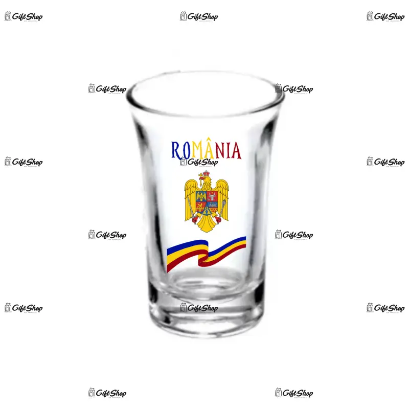 Romania stema si steag, set 6 pahare shout, model 54bs